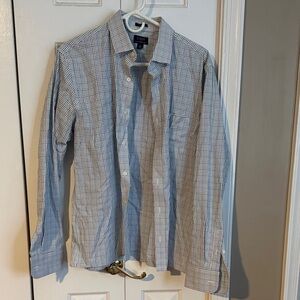 J. Crew Men's Blue and White Plaid Shirt